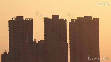 城市高楼日落日出氛围实拍4k